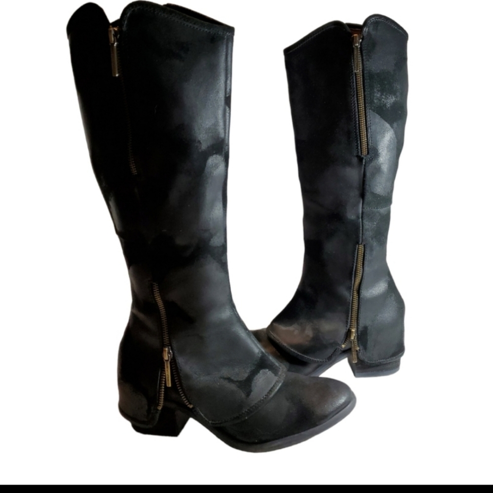 Donald J. Pliner Demi Tall Leather Black Boots Sz 7M